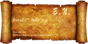 Benő Nóra névjegykártya